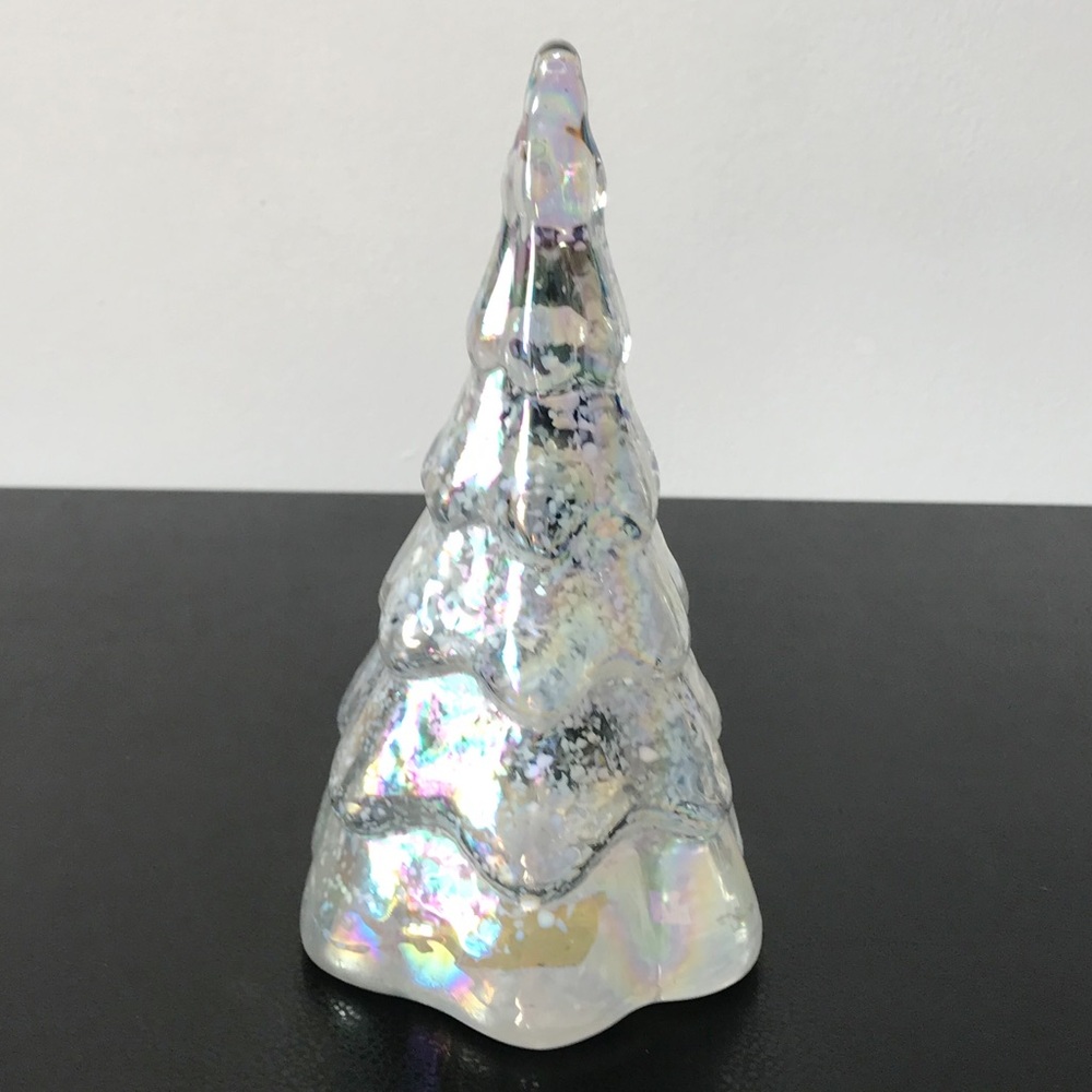 Vintage 7.5 Balos Hand Blown Art Glass AB Aura Iridescence Snow Christmas Tree - Picture 11 of 12